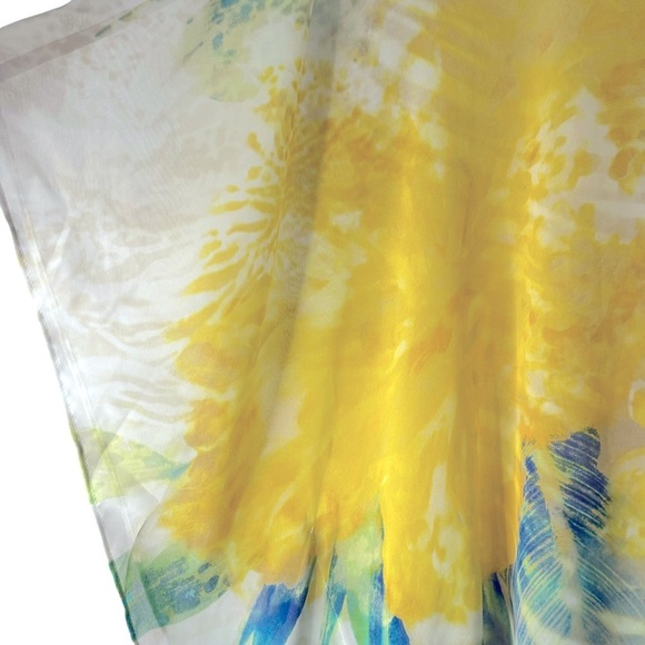 Chico’s‎ Paula Floral Poncho #570139445 Size Small/Medium Green Yellow Tropical - Picture 4 of 11